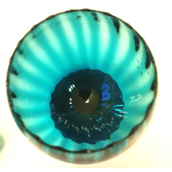 Blue Art Glass Piece Mid-Century Empoli Italian Turquoise Hand Blown, Hand Made - Picture 5 of 11